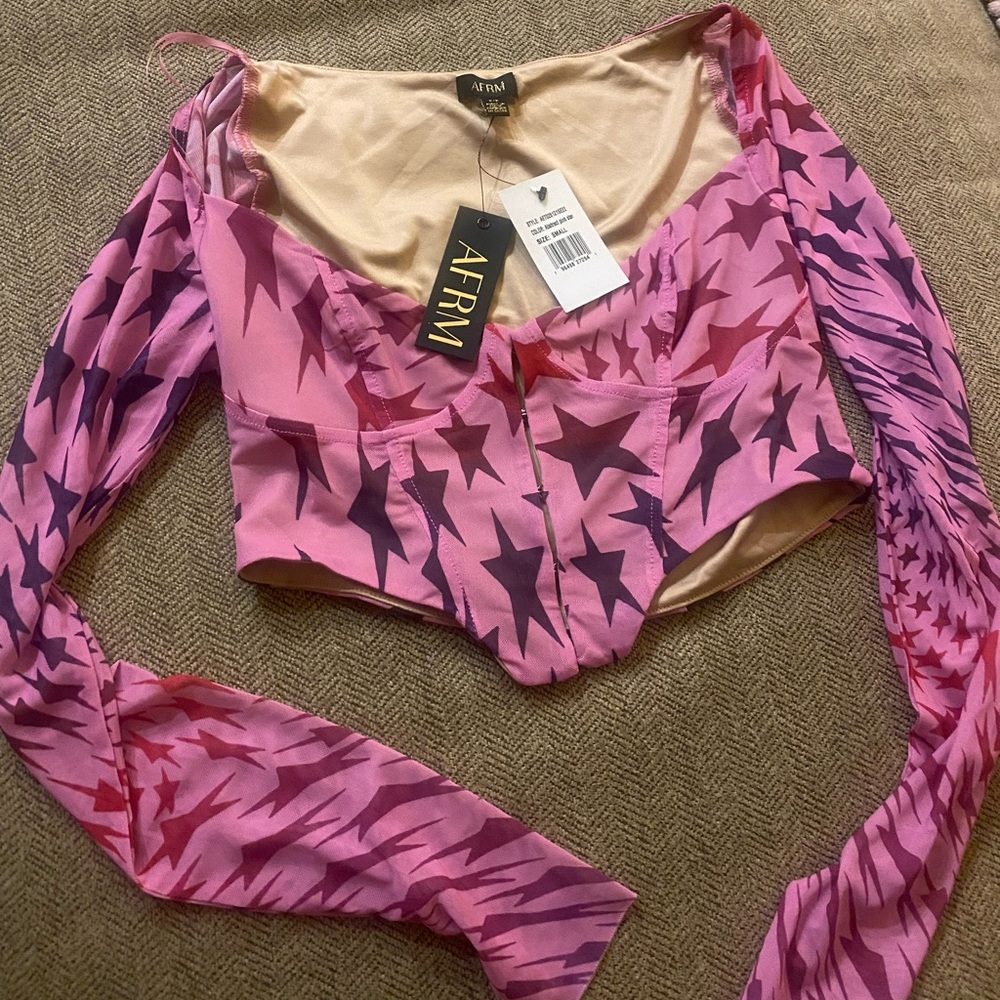 AFRM pink long sleeve crop